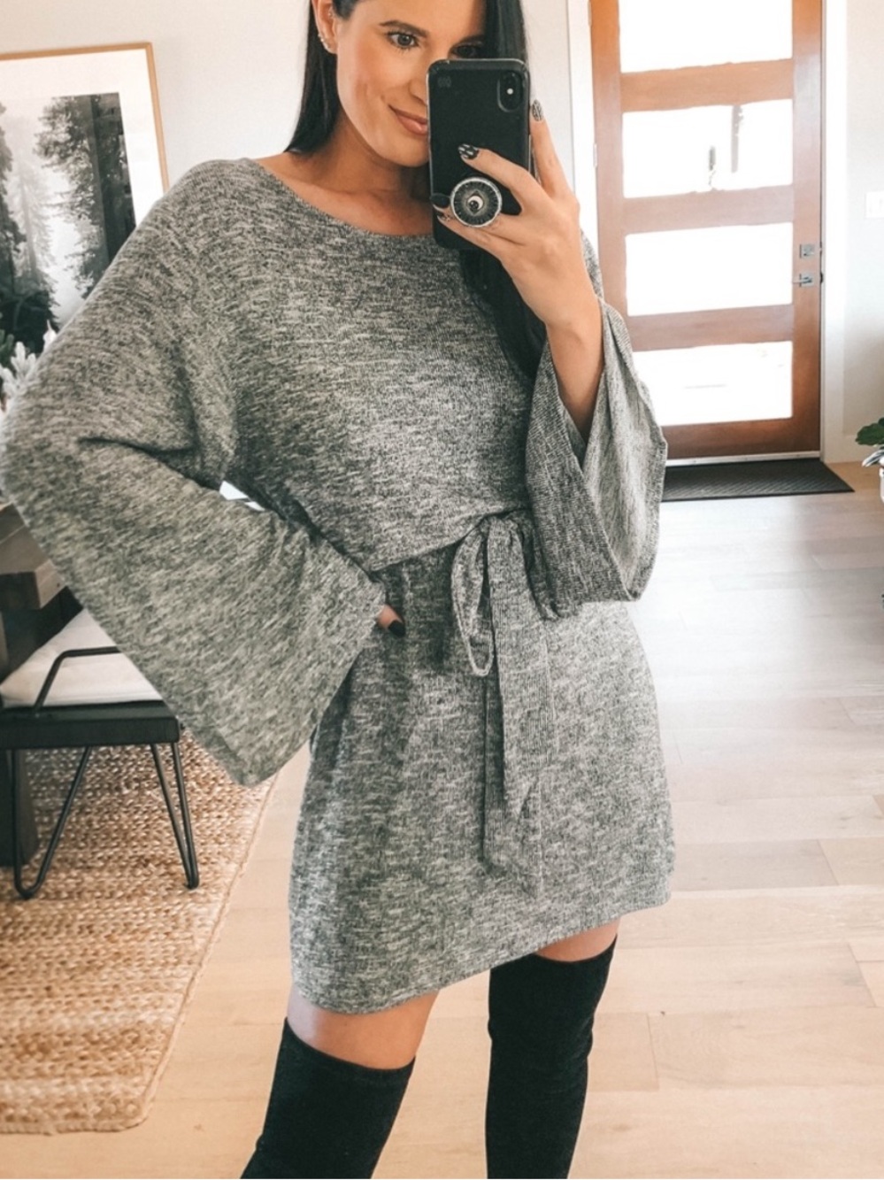 Show Me Your MuMu MONICA Dress Knit Sweater Silver Gray